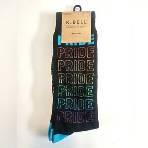 K.Bell Crew Black and Rainbow PRIDE Socks Size 6.5-12